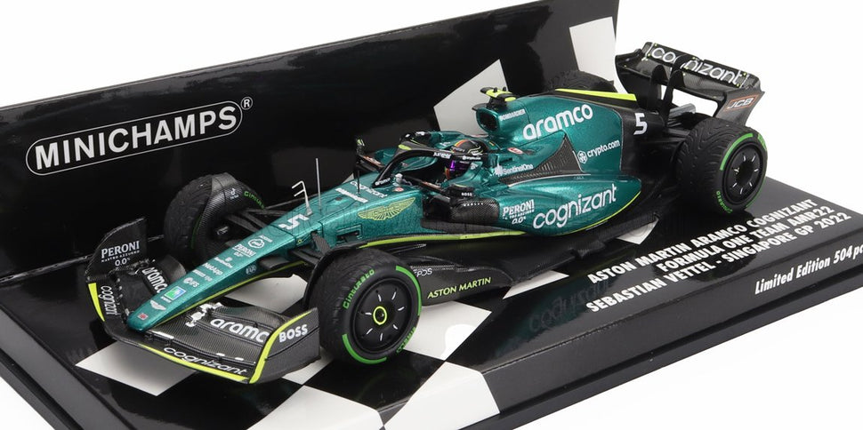 ASTON MARTIN | F1 AMR22 TEAM ARAMCO COGNIZART N 5 8th SINGAPORE GP 2022 SEBASTIAN VETTEL | GREEN BLACK