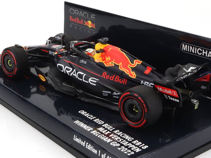 RED BULL | F1  RB18 TEAM ORACLE RED BULL RACING N 1 WORLD CHAMPION WINNER BELGIUM GP 2022 MAX VERSTAPPEN | MATT BLUE YELLOW RED
