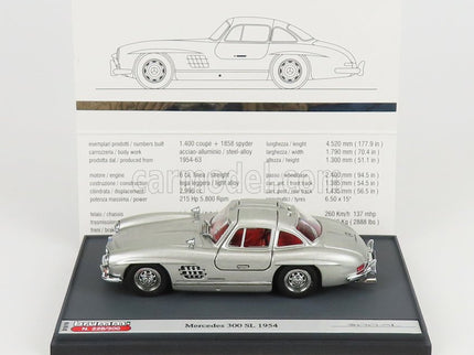 Mercedes Benz 300SL Coupe Gullwing (W198) 1954 1:43 Brumm strieborná