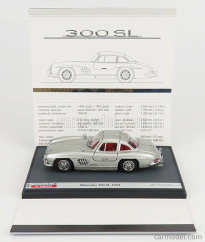 Mercedes Benz 300SL Coupe Gullwing (W198) 1954 1:43 Brumm strieborná