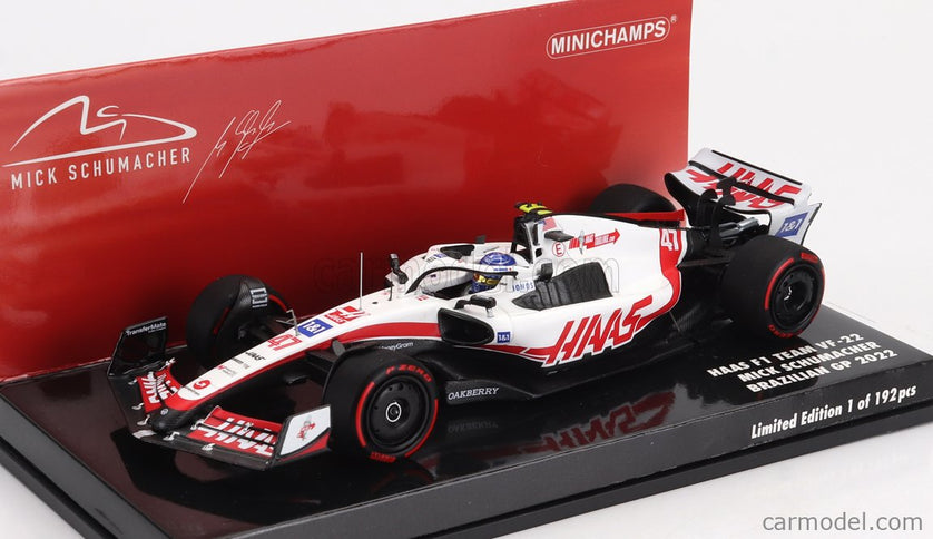 Haas F1 VF-22 Team Haas N°47 Brazilian GP 2022 Mick Schumacher 1:43 Minichamps biela čierna červená