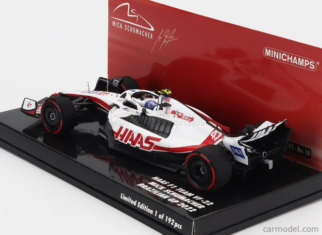 Haas F1 VF-22 Team Haas N°47 Brazilian GP 2022 Mick Schumacher 1:43 Minichamps biela čierna červená