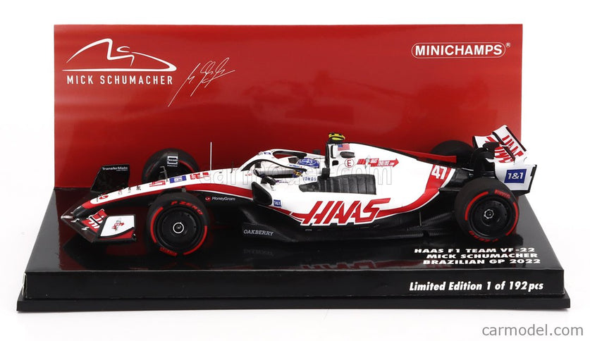 Haas F1 VF-22 Team Haas N°47 Brazilian GP 2022 Mick Schumacher 1:43 Minichamps biela čierna červená