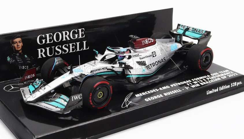MERCEDES GP | F1 W13E TEAM MERCEDES-AMG PETRONAS F1 N 63 (first f1 win) WINNER BRAZILIAN GP 2022 GEORGE RUSSELL | SILVER GREEN