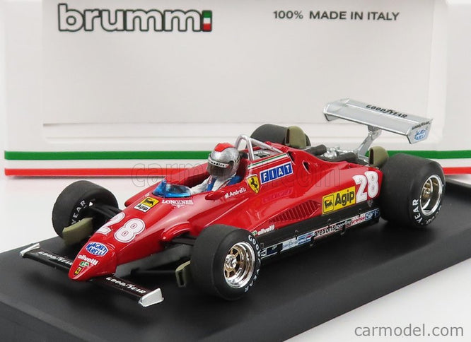 Ferrari F1 126C2 N°28 3. Miesto Italy GP 1982 Mario Andretti - With Driver Figúrka 1:43 Brumm červená