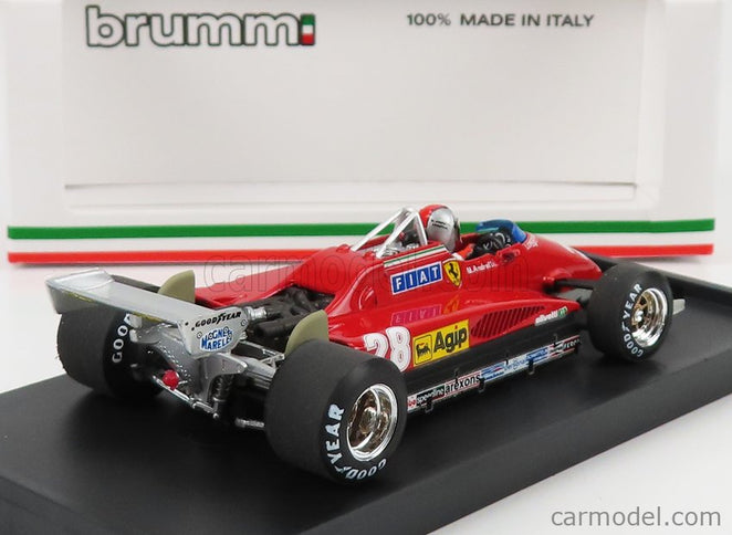 Ferrari F1 126C2 N°28 3. Miesto Italy GP 1982 Mario Andretti - With Driver Figúrka 1:43 Brumm červená