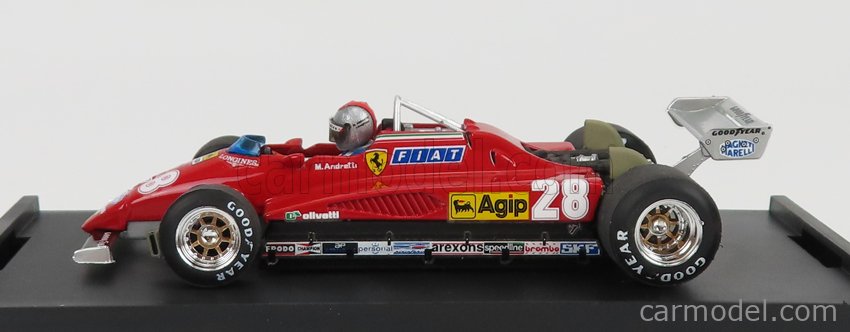 Ferrari F1 126C2 N°28 3. Miesto Italy GP 1982 Mario Andretti - With Driver Figúrka 1:43 Brumm červená