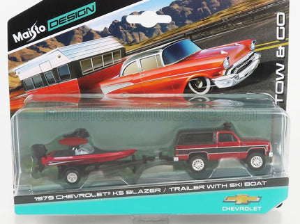 CHEVROLET | BLAZER K5 1979 WITH SKI BOAT AND TRAILER | RED MET