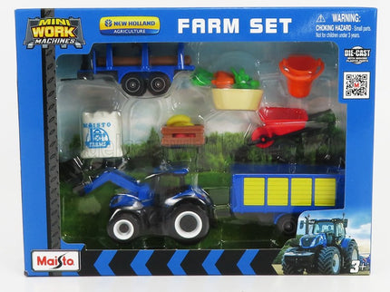 NEW HOLLAND | FARM SET T7-315 TRACTOR WITH ACCESSORIES 2018 | BLUE YELLOW