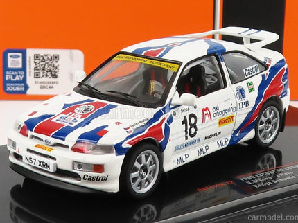 Ford Escort RS Cosworth N°18 Rally Bohemia 1996 V.Blahna - J.Pelc 1:43 IXO Models biela modrá červená
