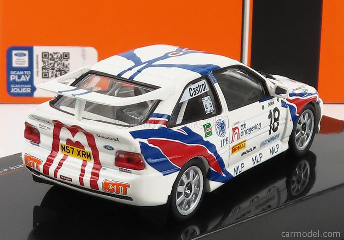 Ford Escort RS Cosworth N°18 Rally Bohemia 1996 V.Blahna - J.Pelc 1:43 IXO Models biela modrá červená