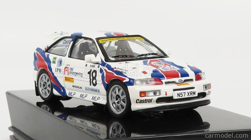 Ford Escort RS Cosworth N°18 Rally Bohemia 1996 V.Blahna - J.Pelc 1:43 IXO Models biela modrá červená