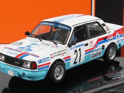 Skoda 130LR N°21 Rally Bohemia 1988 P.Sibera - P.Gross 1:43 IXO Models biela svetlomodrá červená