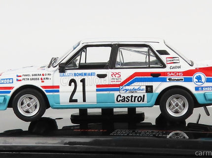 Skoda 130LR N°21 Rally Bohemia 1988 P.Sibera - P.Gross 1:43 IXO Models biela svetlomodrá červená