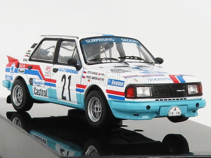 Skoda 130LR N°21 Rally Bohemia 1988 P.Sibera - P.Gross 1:43 IXO Models biela svetlomodrá červená