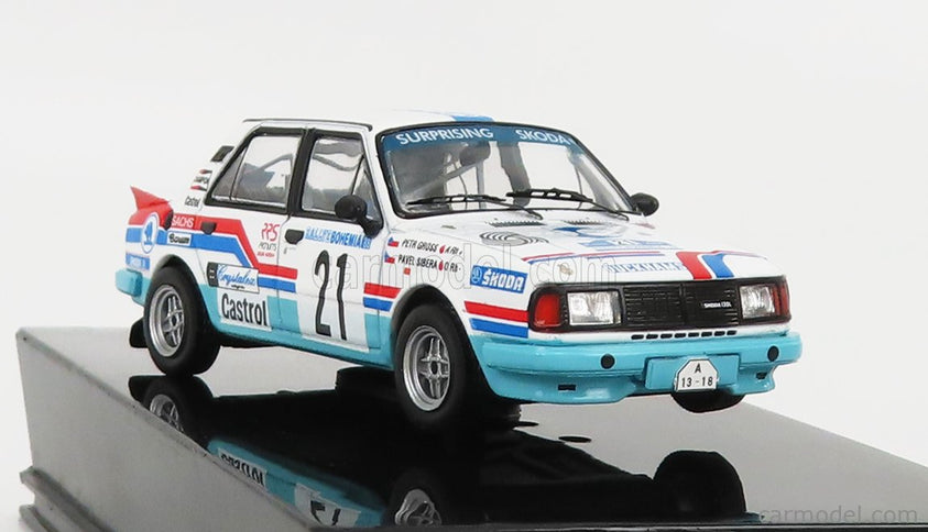 Skoda 130LR N°21 Rally Bohemia 1988 P.Sibera - P.Gross 1:43 IXO Models biela svetlomodrá červená