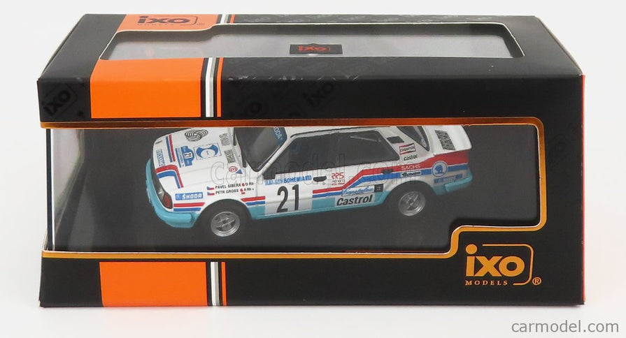 Skoda 130LR N°21 Rally Bohemia 1988 P.Sibera - P.Gross 1:43 IXO Models biela svetlomodrá červená