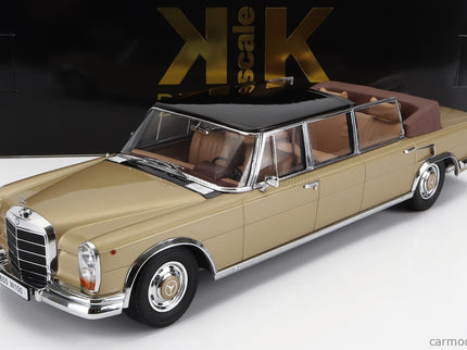 Mercedes Benz S-Class 600 Pullman (W100) Landaulet Semiconvertible 1964 1:18 KK Scale zlatá metalická čierna