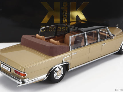 Mercedes Benz S-Class 600 Pullman (W100) Landaulet Semiconvertible 1964 1:18 KK Scale zlatá metalická čierna