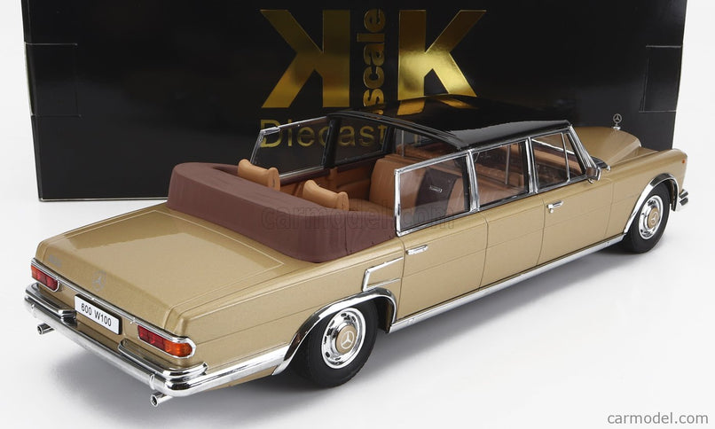 Mercedes Benz S-Class 600 Pullman (W100) Landaulet Semiconvertible 1964 1:18 KK Scale zlatá metalická čierna