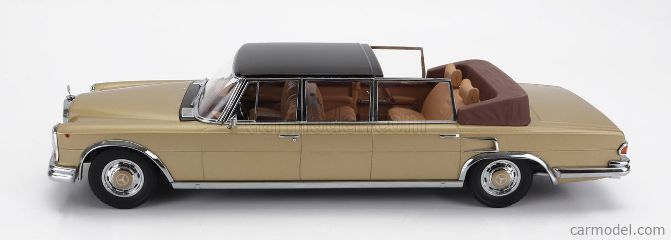 Mercedes Benz S-Class 600 Pullman (W100) Landaulet Semiconvertible 1964 1:18 KK Scale zlatá metalická čierna