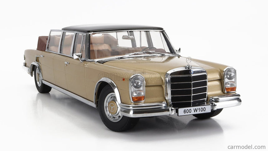 Mercedes Benz S-Class 600 Pullman (W100) Landaulet Semiconvertible 1964 1:18 KK Scale zlatá metalická čierna