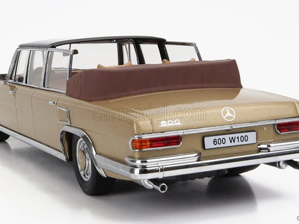 Mercedes Benz S-Class 600 Pullman (W100) Landaulet Semiconvertible 1964 1:18 KK Scale zlatá metalická čierna