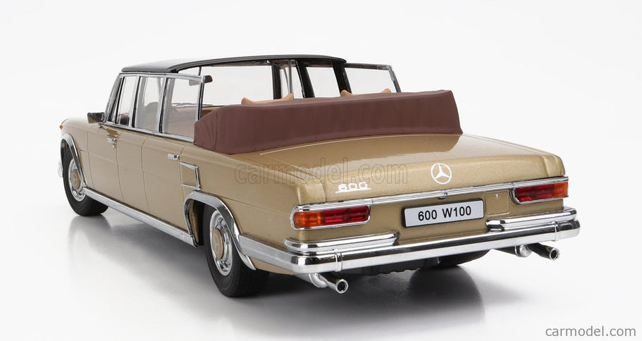 Mercedes Benz S-Class 600 Pullman (W100) Landaulet Semiconvertible 1964 1:18 KK Scale zlatá metalická čierna