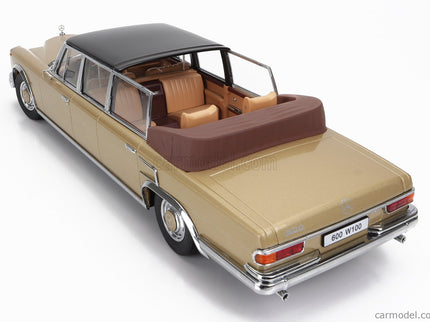 Mercedes Benz S-Class 600 Pullman (W100) Landaulet Semiconvertible 1964 1:18 KK Scale zlatá metalická čierna