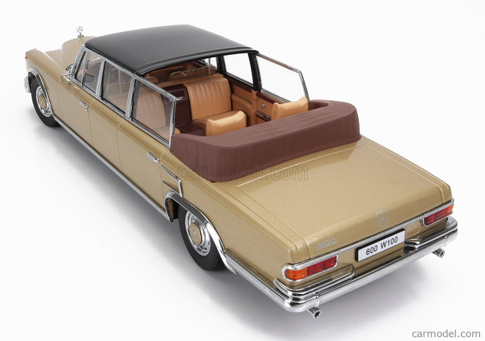 Mercedes Benz S-Class 600 Pullman (W100) Landaulet Semiconvertible 1964 1:18 KK Scale zlatá metalická čierna