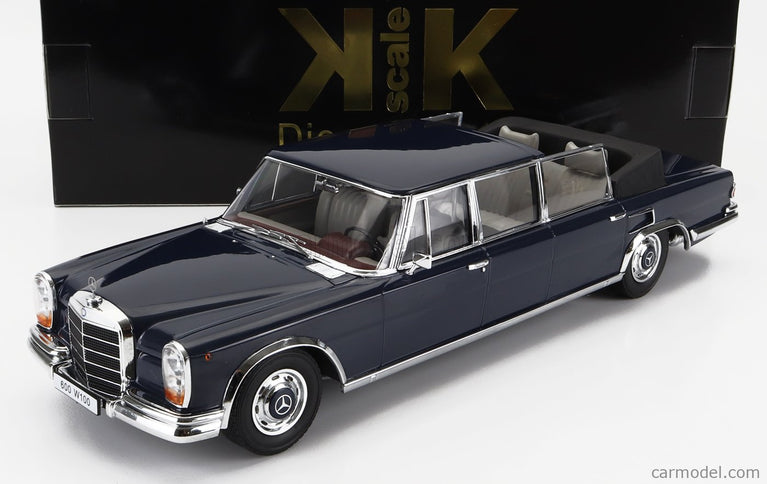 Mercedes Benz S-Class 600 Pullman (W100) Landaulet Semiconvertible 1964 1:18 KK Scale tmavomodrá