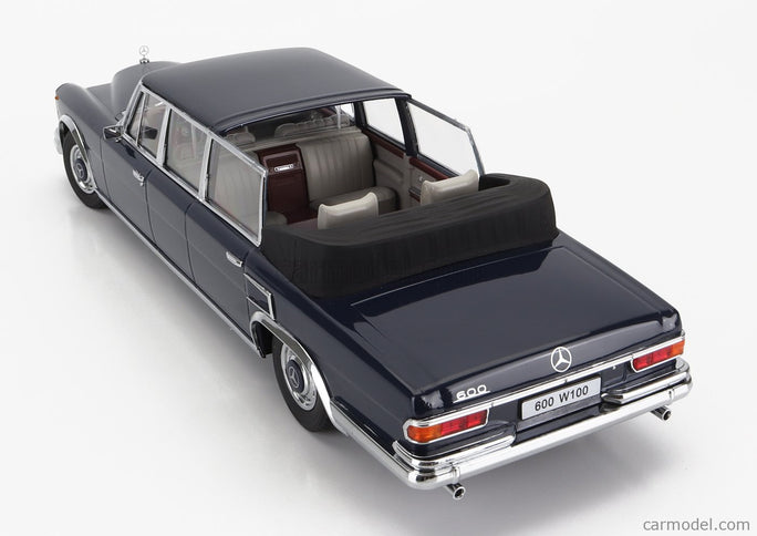 Mercedes Benz S-Class 600 Pullman (W100) Landaulet Semiconvertible 1964 1:18 KK Scale tmavomodrá