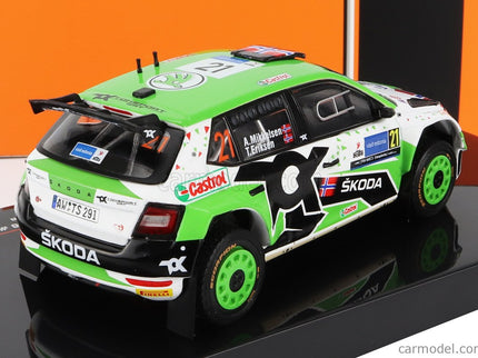 Skoda Fabia RALLY2 EVO N°21 Rally Estland 2022 A.Mikkelsen - T.Eriksen 1:43 IXO Models zelená biela čierna