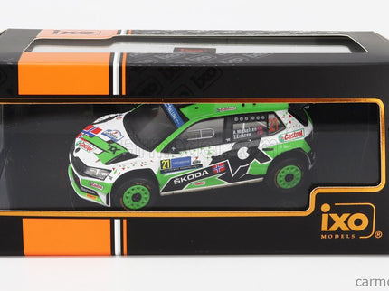 Skoda Fabia RALLY2 EVO N°21 Rally Estland 2022 A.Mikkelsen - T.Eriksen 1:43 IXO Models zelená biela čierna