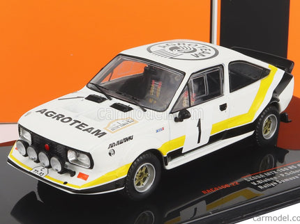 Skoda 160RS Mtx (night Version) N°1 Rally Sumava 1984 V.Blahna - P.Scovanek 1:43 IXO Models biela čierna žltá