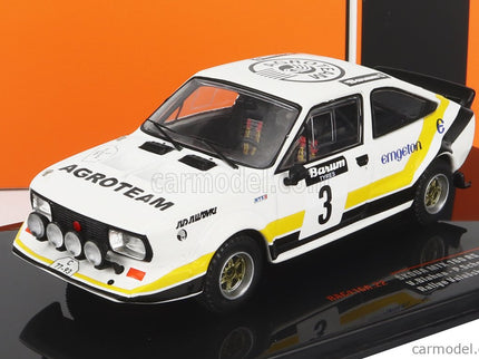 Skoda 160RS Mtx (night Version) N°3 Rally Valasskaa Zima 1984 V.Blahna - P.Scovanek 1:43 IXO Models biela čierna žltá