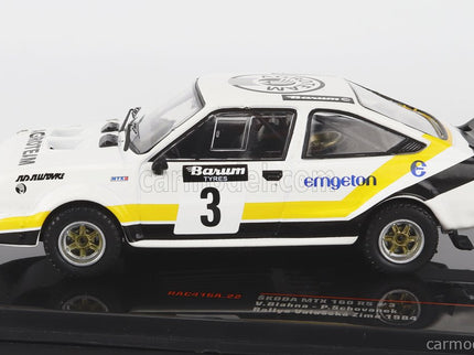 Skoda 160RS Mtx (night Version) N°3 Rally Valasskaa Zima 1984 V.Blahna - P.Scovanek 1:43 IXO Models biela čierna žltá