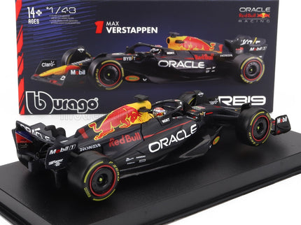 RED BULL | F1  RB19 TEAM ORACLE RED BULL RACING N 1 WORLD CHAMPION SEASON 2023 MAX VERSTAPPEN - CON PILOTA E VETRINA - WITH PILOT AND SHOWCASE | MATT BLUE