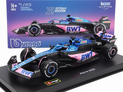 ALPINE | F1  A523 TEAM BWT ALPINE F1 N 31 SEASON 2023 ESTEBAN OCON - CON PILOTA E VETRINA - WITH PILOT AND SHOWCASE | BLUE BLACK PINK