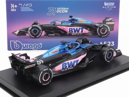 ALPINE | F1  A523 TEAM BWT ALPINE F1 N 31 SEASON 2023 ESTEBAN OCON - CON PILOTA E VETRINA - WITH PILOT AND SHOWCASE | BLUE BLACK PINK