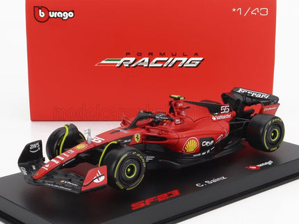 FERRARI | F1  SF-23 TEAM SCUDERIA FERRARI N 55 SEASON 2023 CARLOS SAINZ - WITH PILOT AND SHOWCASE - EXCLUSIVE CARMODEL | RED BLACK