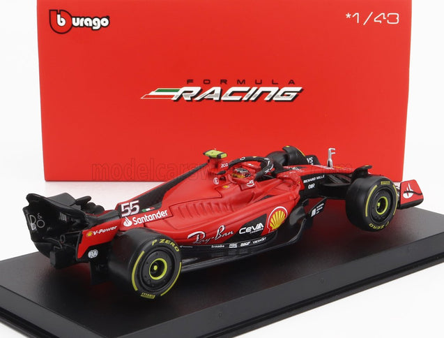FERRARI | F1  SF-23 TEAM SCUDERIA FERRARI N 55 SEASON 2023 CARLOS SAINZ - WITH PILOT AND SHOWCASE - EXCLUSIVE CARMODEL | RED BLACK