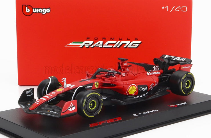FERRARI | F1  SF-23 TEAM SCUDERIA FERRARI N 16 SEASON 2023 CHARLES LECLERC - WITH PILOT AND SHOWCASE - EXCLUSIVE CARMODEL | RED BLACK