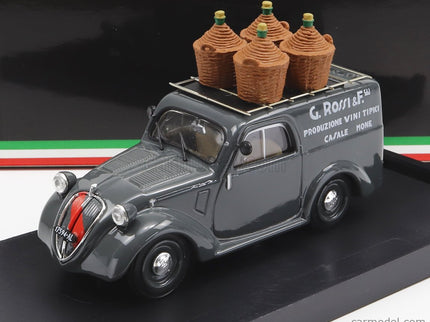 Fiat 500B Furgone Van Veicolo Commerciale Pubblicitario Produzione Vini Tipici G.Rossi E Figli 1941 1:43 Brumm sivá
