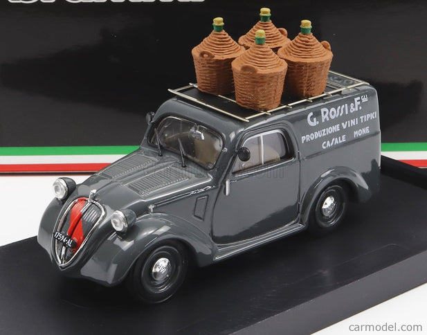 Fiat 500B Furgone Van Veicolo Commerciale Pubblicitario Produzione Vini Tipici G.Rossi E Figli 1941 1:43 Brumm sivá