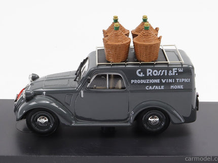 Fiat 500B Furgone Van Veicolo Commerciale Pubblicitario Produzione Vini Tipici G.Rossi E Figli 1941 1:43 Brumm sivá