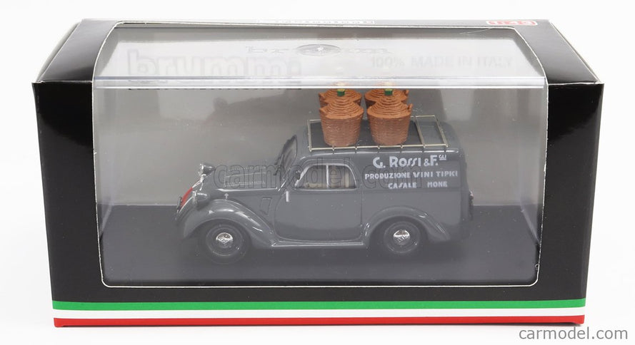 Fiat 500B Furgone Van Veicolo Commerciale Pubblicitario Produzione Vini Tipici G.Rossi E Figli 1941 1:43 Brumm sivá