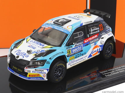 Skoda Fabia RALLY2 EVO N°23 Rally Finland 2022 T.Asunmaa - V.Mannisenmaki 1:43 IXO Models svetlomodrá biela