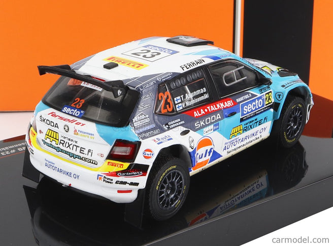 Skoda Fabia RALLY2 EVO N°23 Rally Finland 2022 T.Asunmaa - V.Mannisenmaki 1:43 IXO Models svetlomodrá biela