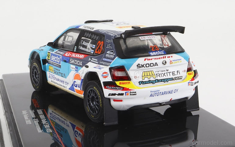 Skoda Fabia RALLY2 EVO N°23 Rally Finland 2022 T.Asunmaa - V.Mannisenmaki 1:43 IXO Models svetlomodrá biela